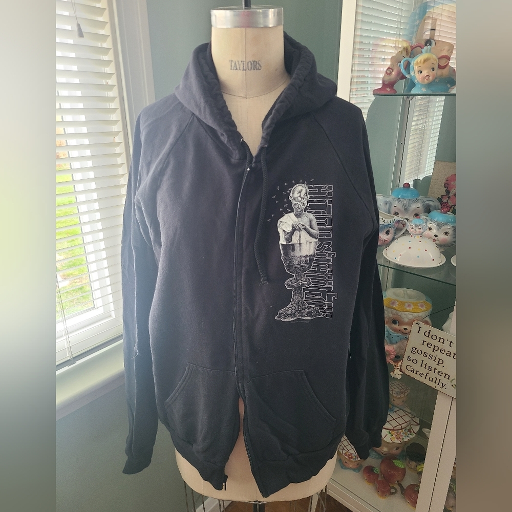 Vintage 2005 Mars Volta! Chalice Man  Black Graphic Zip-Up Hoodie